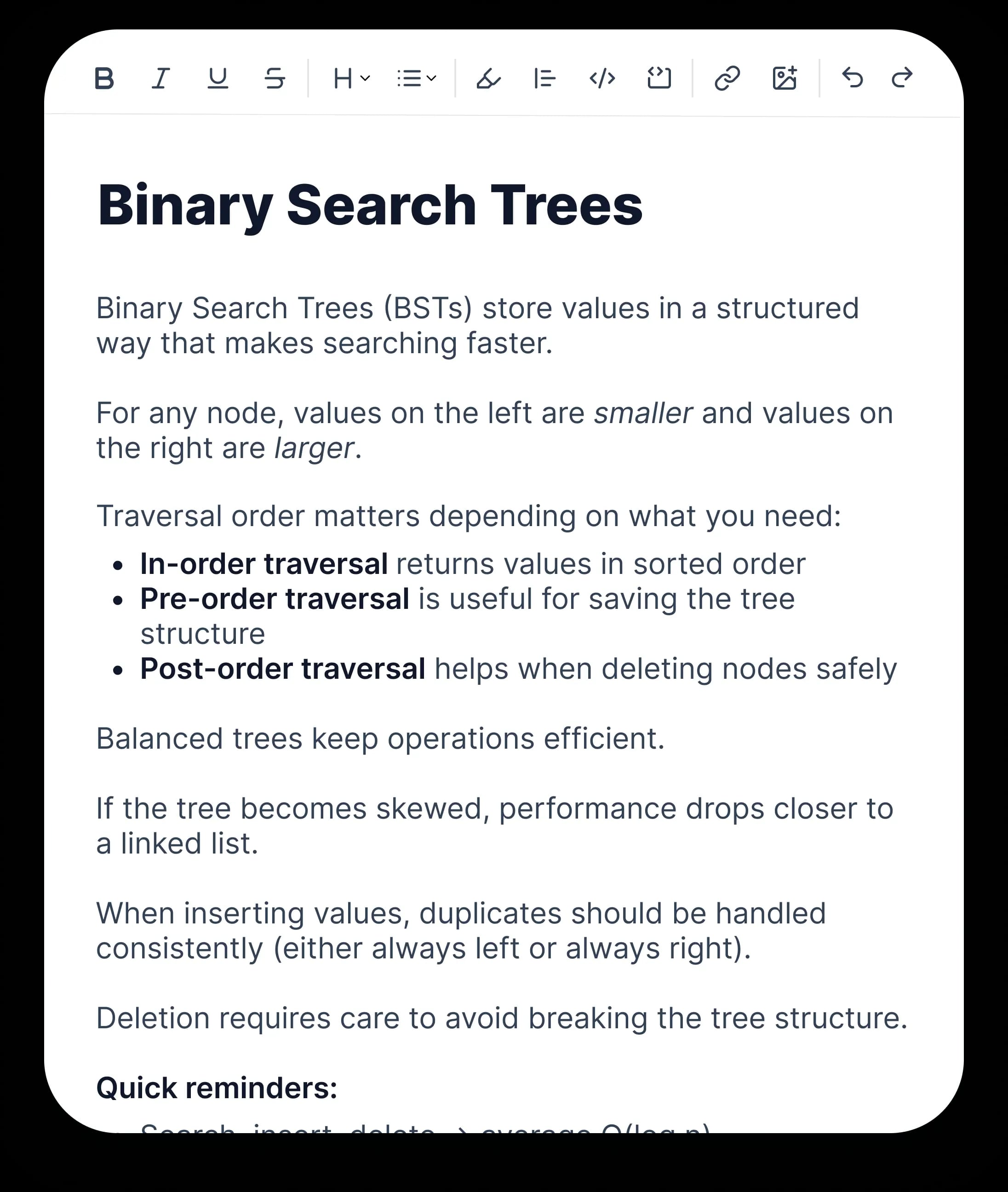 Aicademy notes editor with AI-drafted content from a lesson