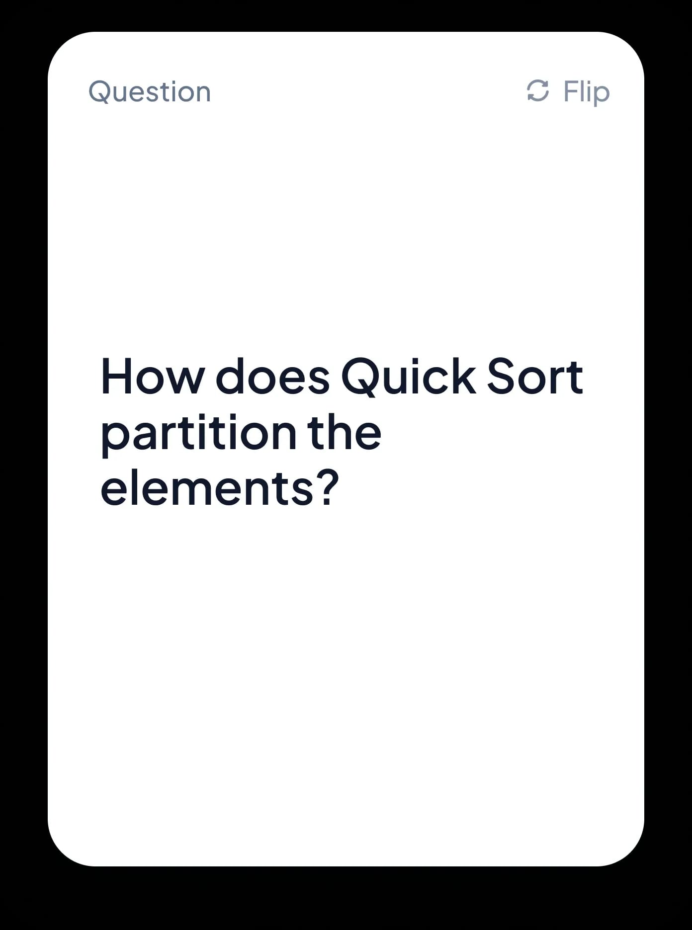 Aicademy flashcard showing the question side for active recall
