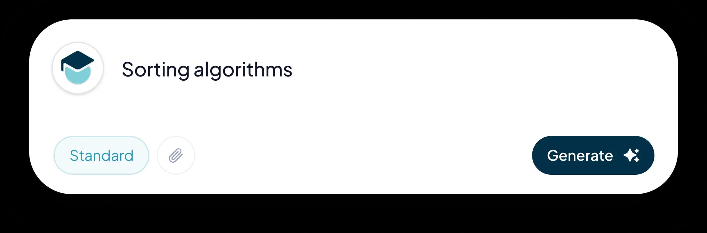 Aicademy generation box for typing a topic or uploading your own material