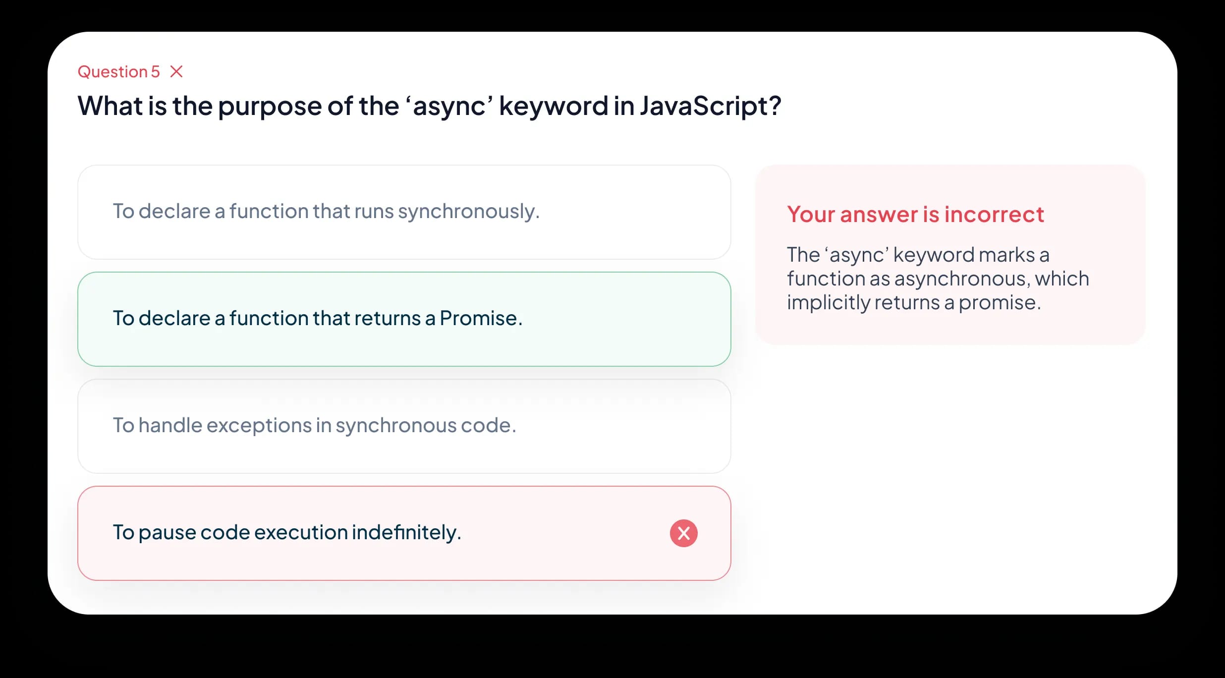 Aicademy quiz results showing score and correct answers